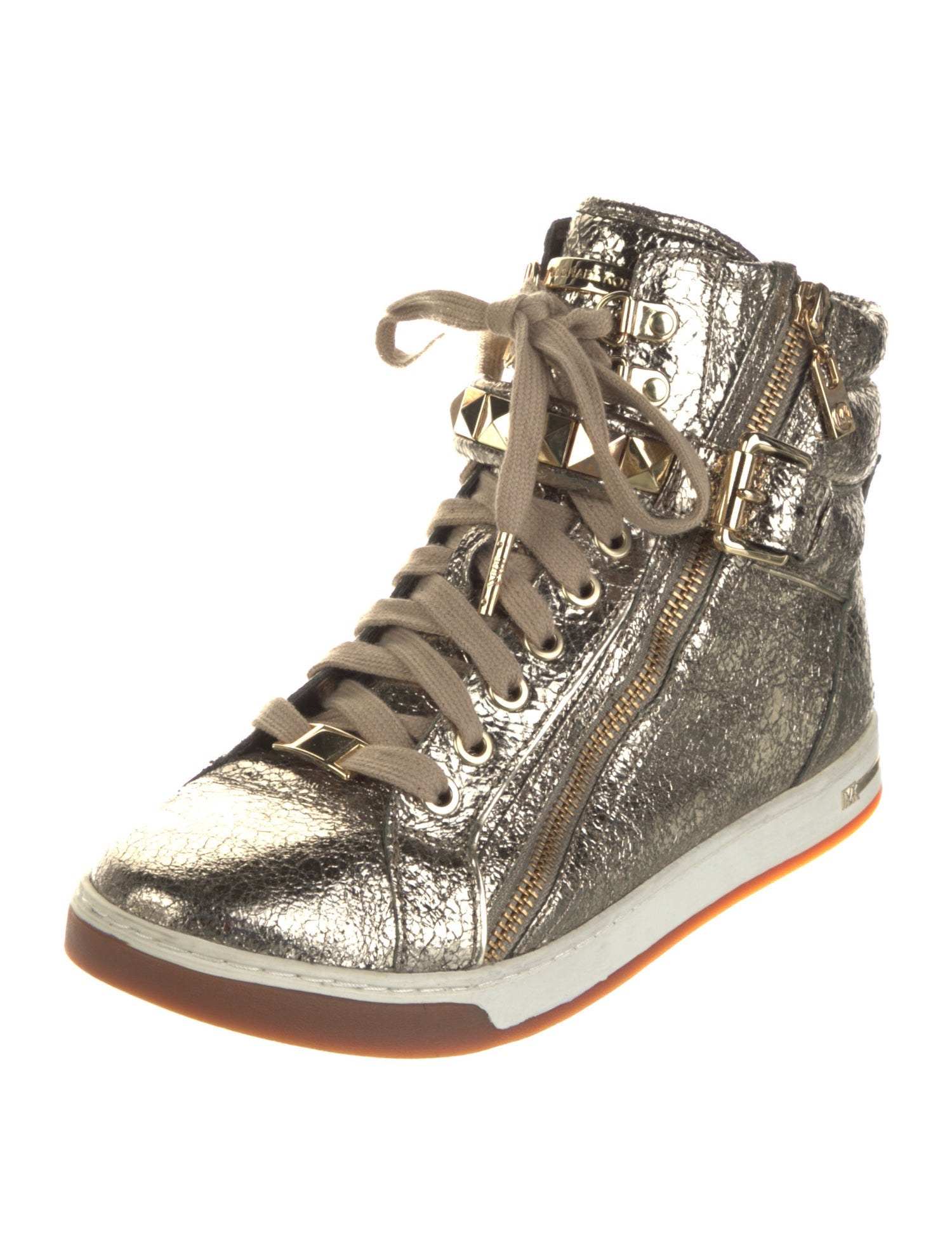 Michael Kors Leather Printed Wedge Sneakers