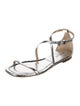 Michael Kors Collection Leather Animal Print T-Strap Sandals
