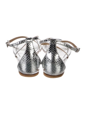 Michael Kors Collection Leather Animal Print T-Strap Sandals