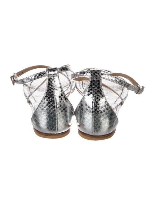 Michael Kors Collection Leather Animal Print T-Strap Sandals