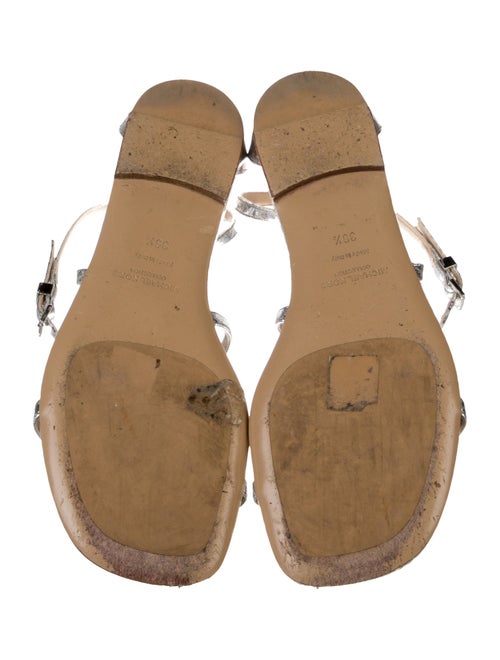 Michael Kors Collection Leather Animal Print T-Strap Sandals