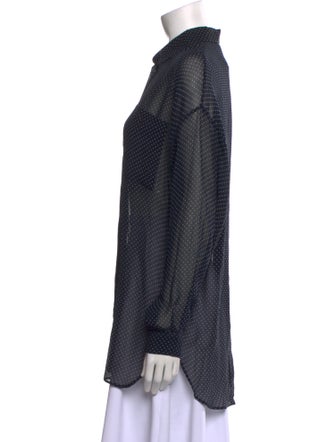 Michael Kors Polka Dot Print Long Sleeve Button-Up Top