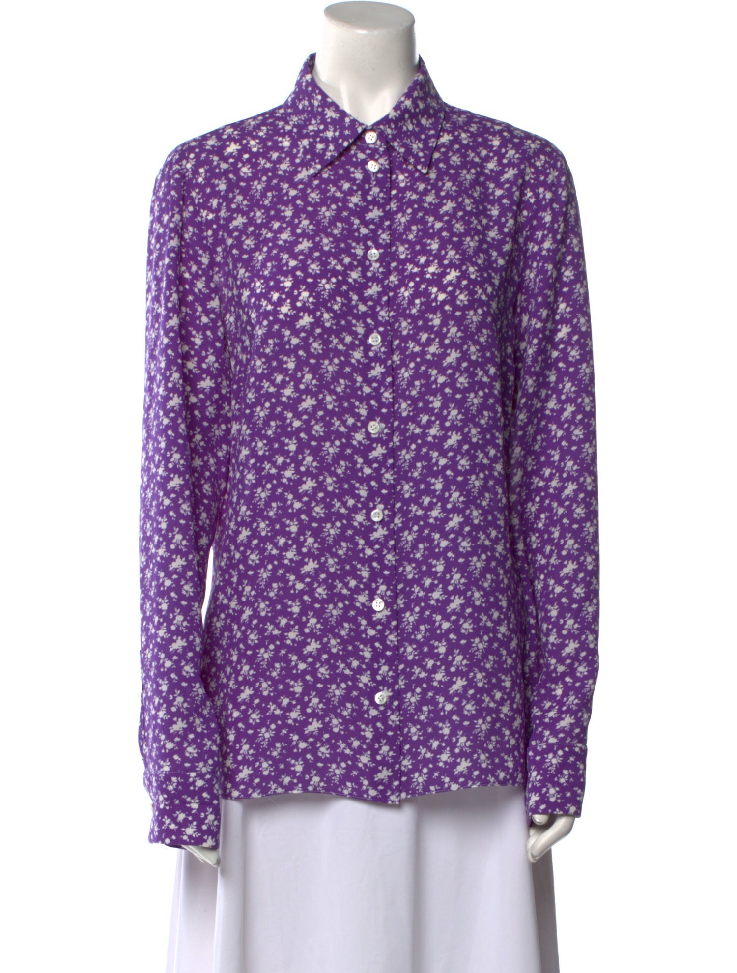 Michael Kors Collection Silk Printed Button-Up Top