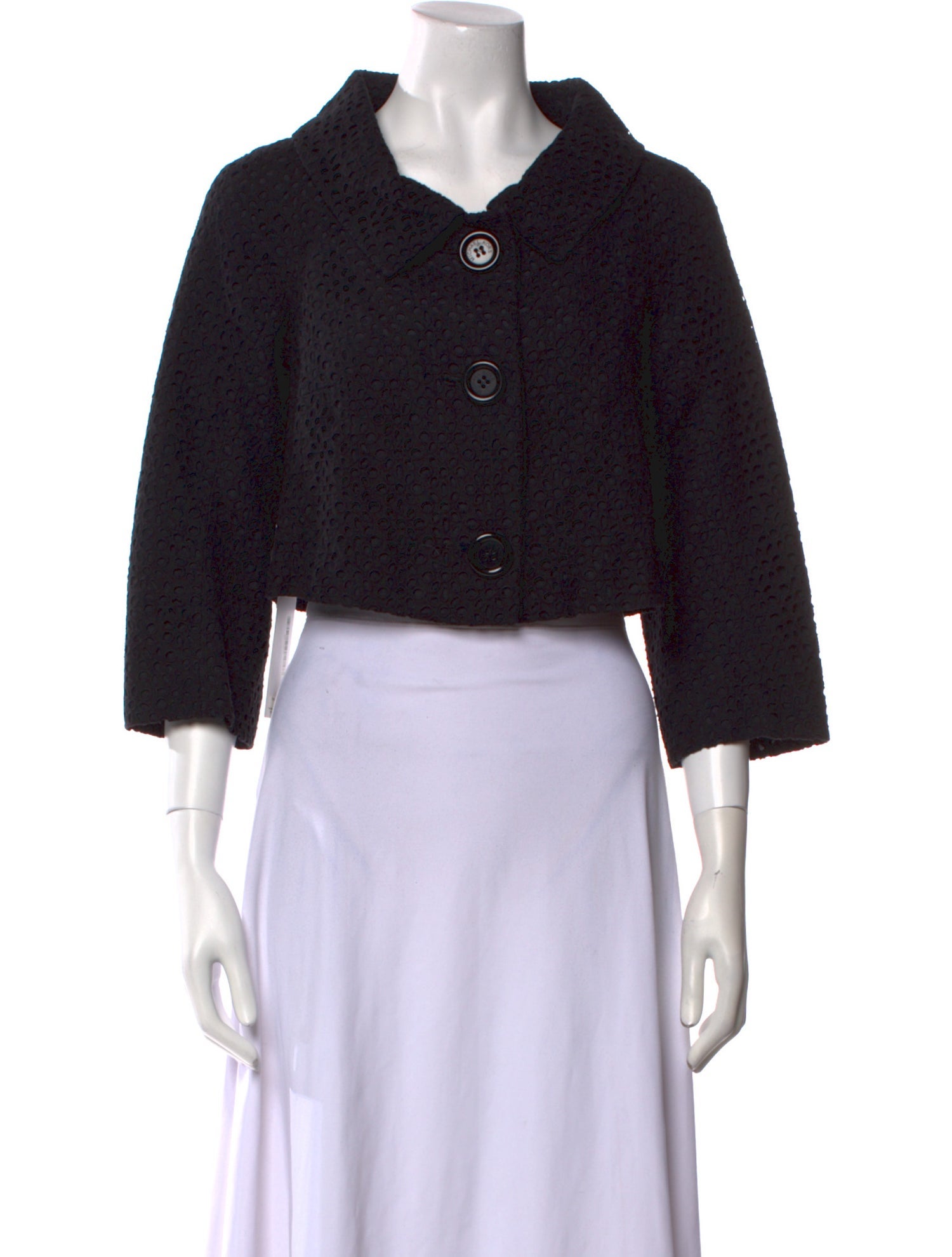 Michael Kors Mock Neck Three-Quarter Sleeve Crop Top