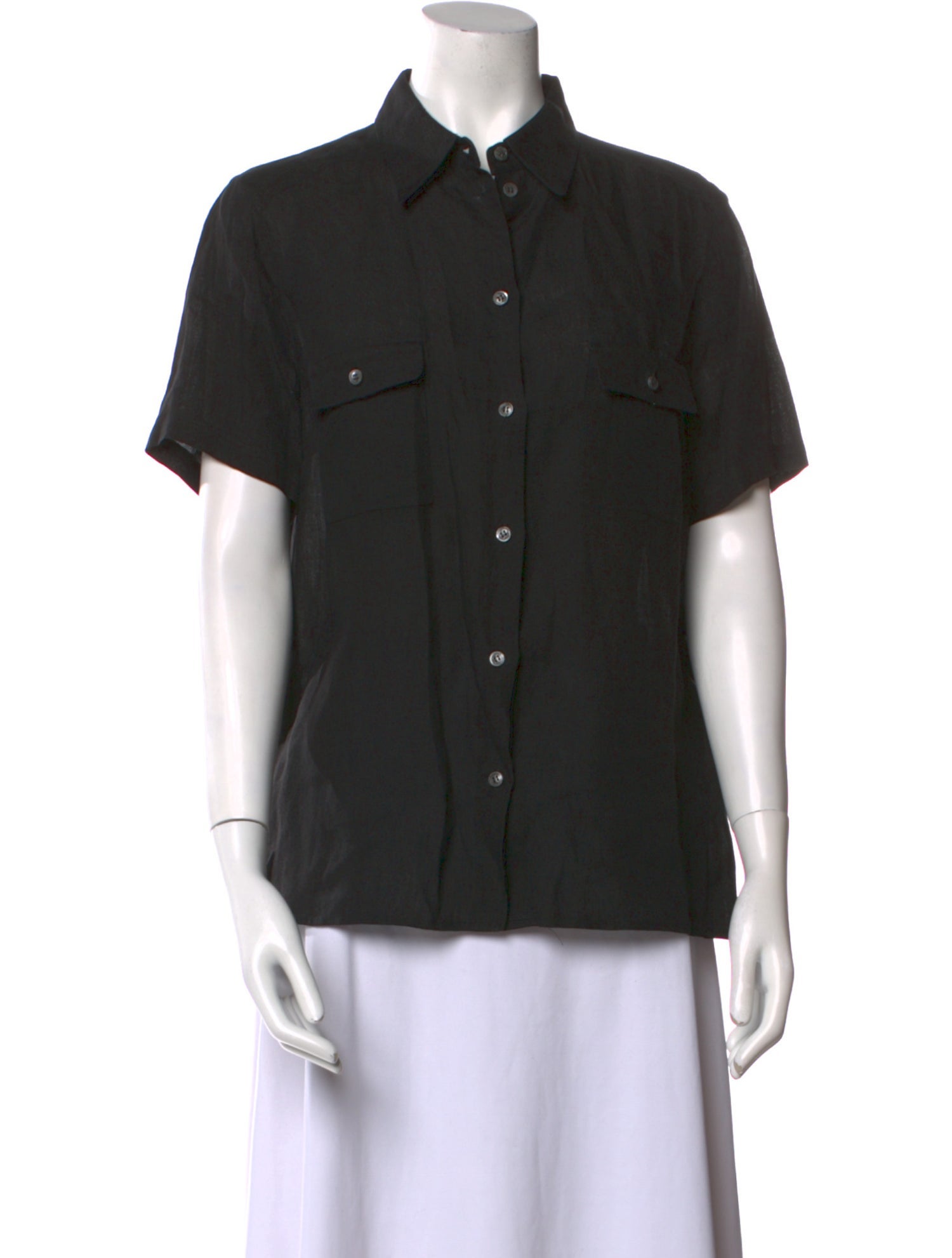 Michael Kors Linen Short Sleeve Button-Up Top