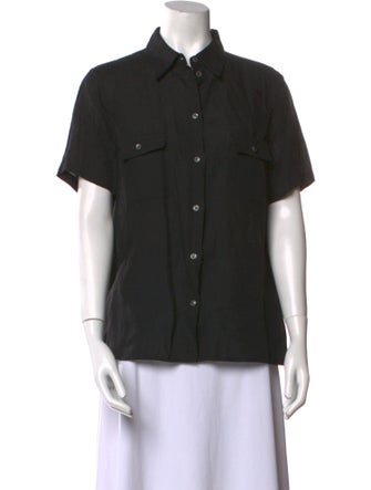 Michael Kors Linen Short Sleeve Button-Up Top