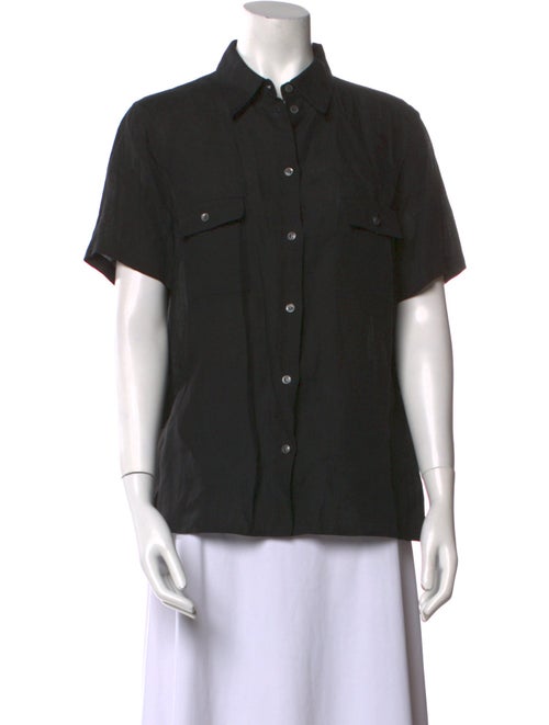 Michael Kors Linen Short Sleeve Button-Up Top