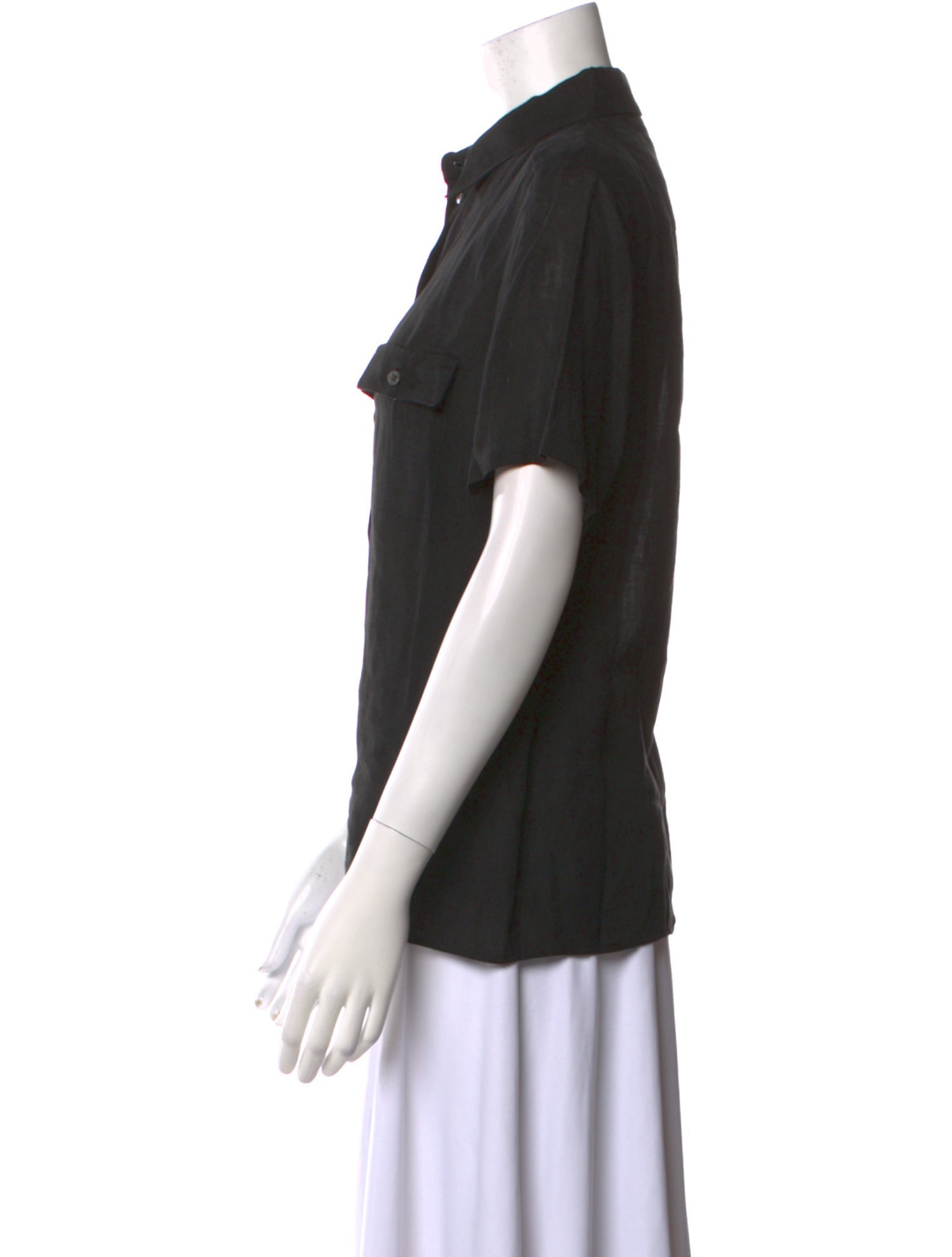 Michael Kors Linen Short Sleeve Button-Up Top