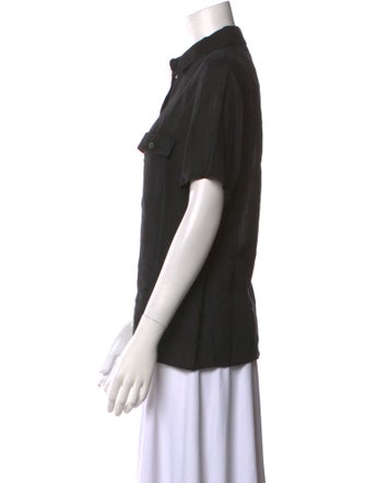 Michael Kors Linen Short Sleeve Button-Up Top