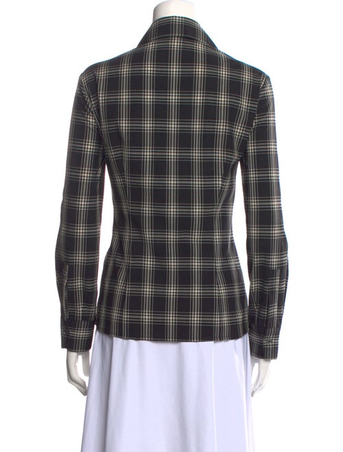 Michael Kors Virgin Wool Plaid Print Button-Up Top