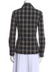 Michael Kors Virgin Wool Plaid Print Button-Up Top