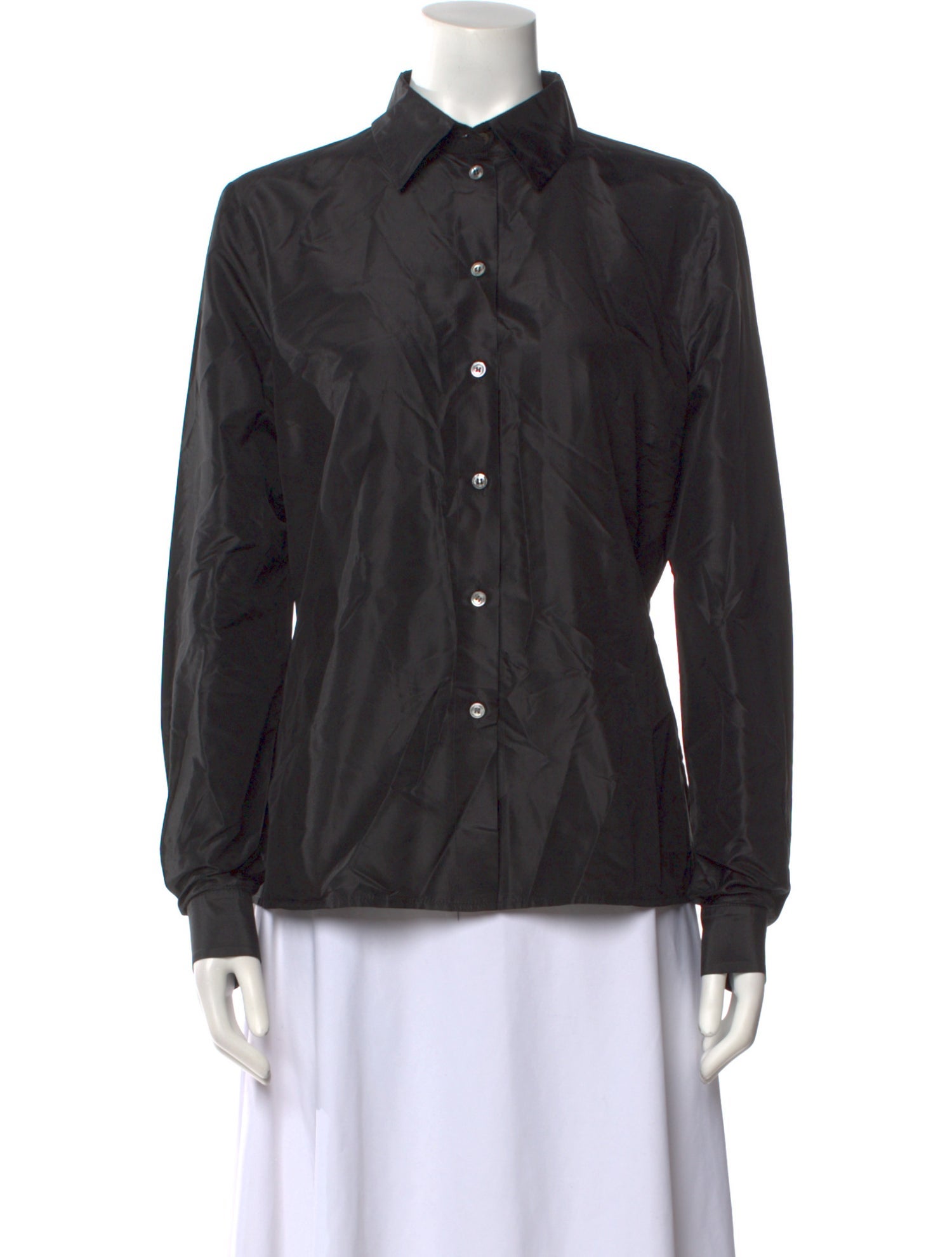 Michael Kors Silk Long Sleeve Button-Up Top