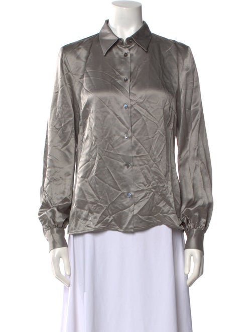 Michael Kors Silk Long Sleeve Button-Up Top