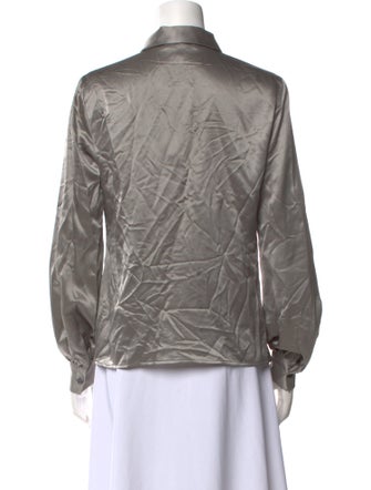 Michael Kors Silk Long Sleeve Button-Up Top