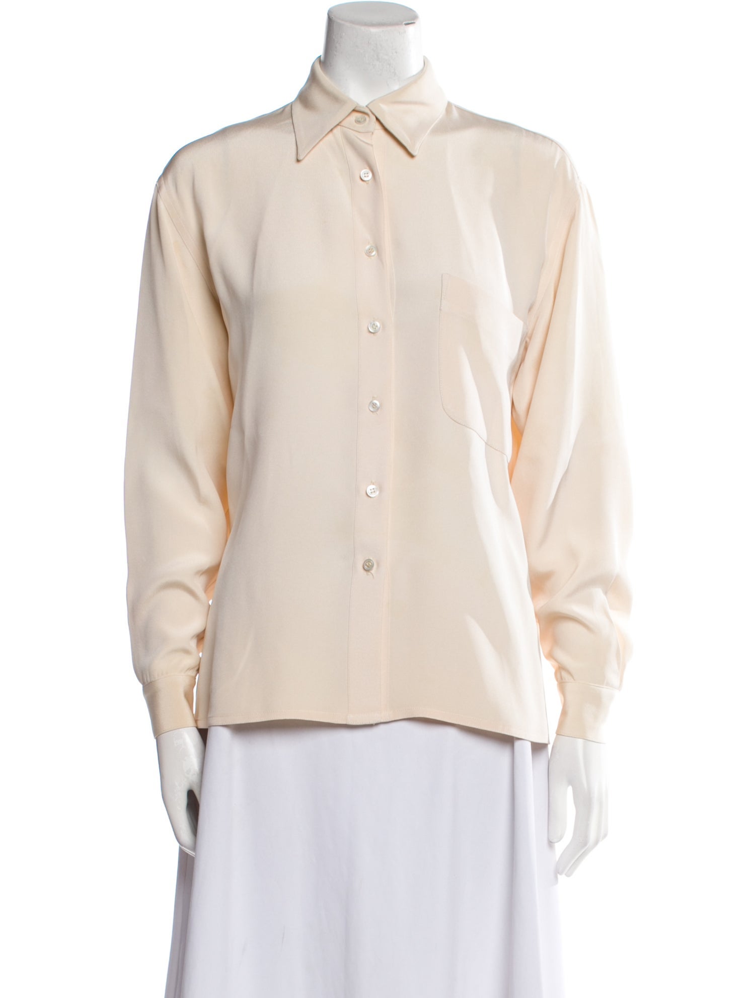 Michael Kors Silk Long Sleeve Button-Up Top