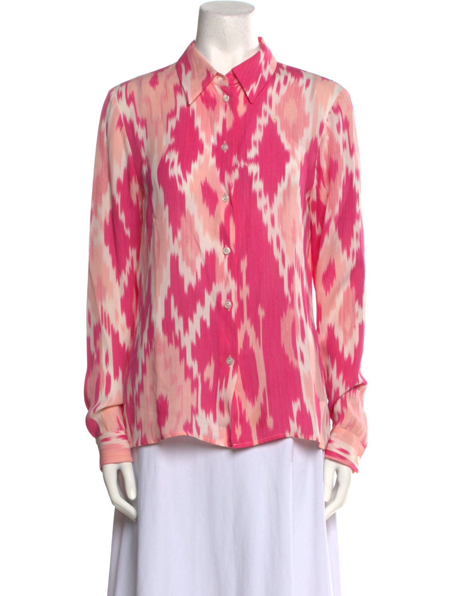 Michael Kors Silk Printed Button-Up Top