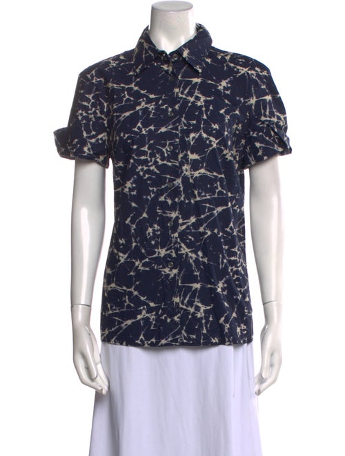 Michael Kors Printed Short Sleeve Button-Up Top