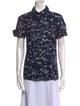 Michael Kors Printed Short Sleeve Button-Up Top