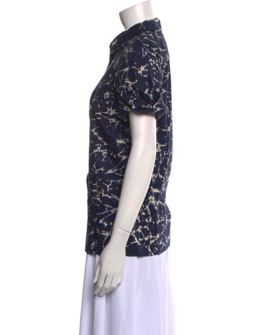 Michael Kors Printed Short Sleeve Button-Up Top