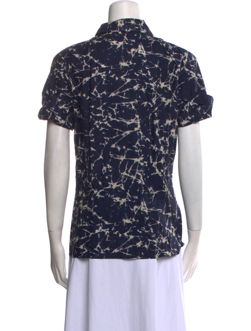 Michael Kors Printed Short Sleeve Button-Up Top
