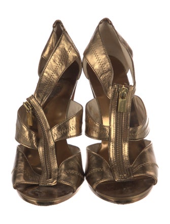 Michael Michael Kors Patent Leather Animal Print T-Strap Sandals