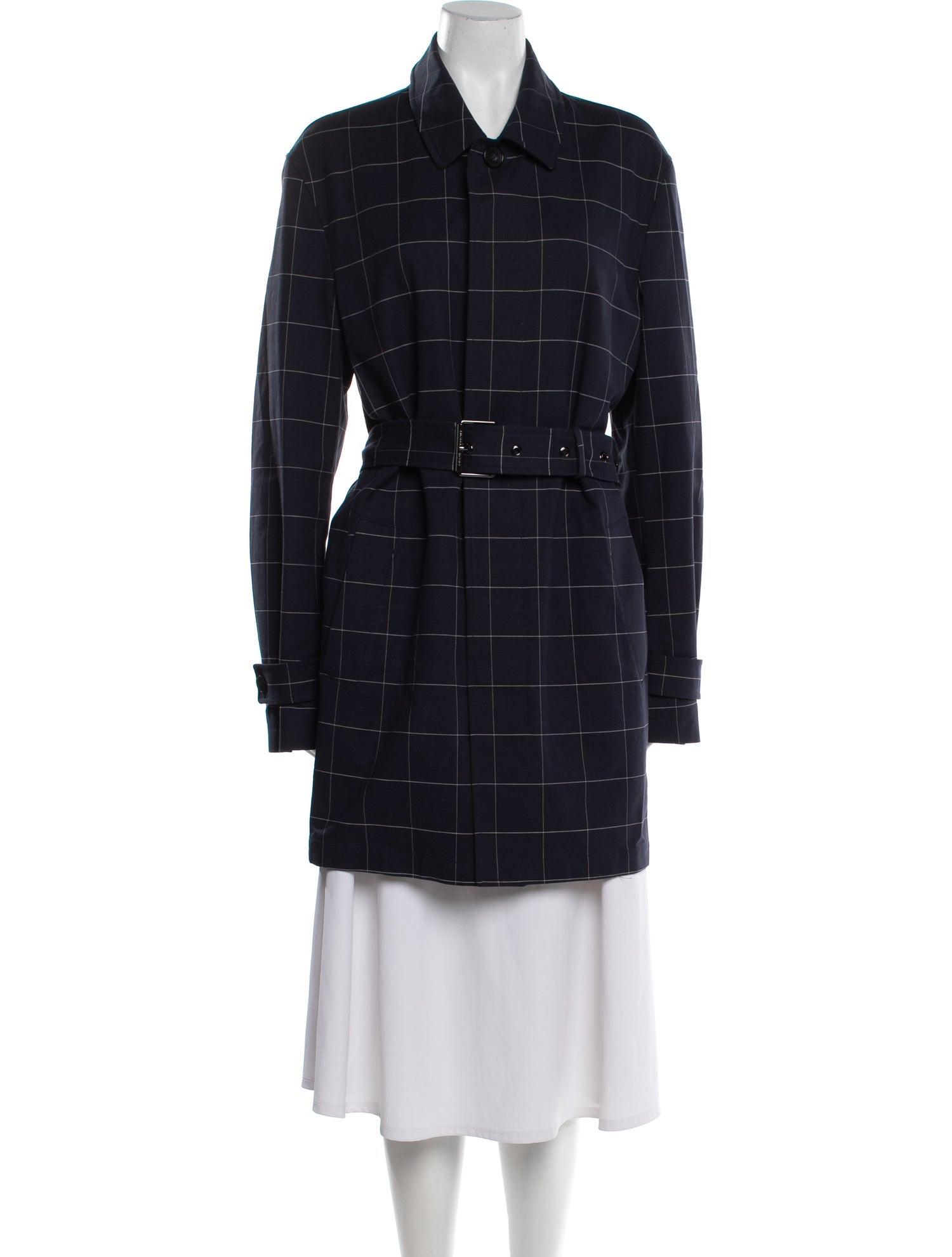 Michael Kors Plaid Print Trench Coat