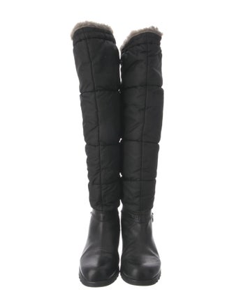 Michael Kors Nylon Faux Fur Trim Slouch Boots