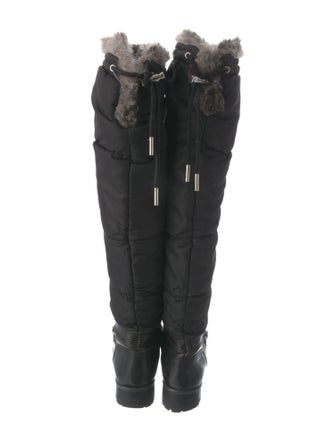 Michael Kors Nylon Faux Fur Trim Slouch Boots