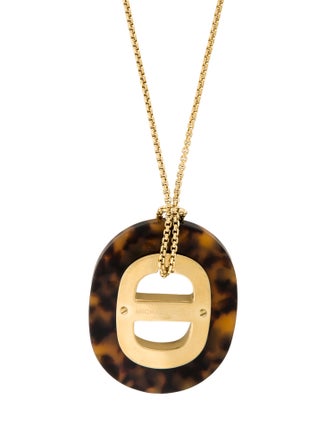 Michael Kors Tortoise Acetate Maritime Pendant Necklace