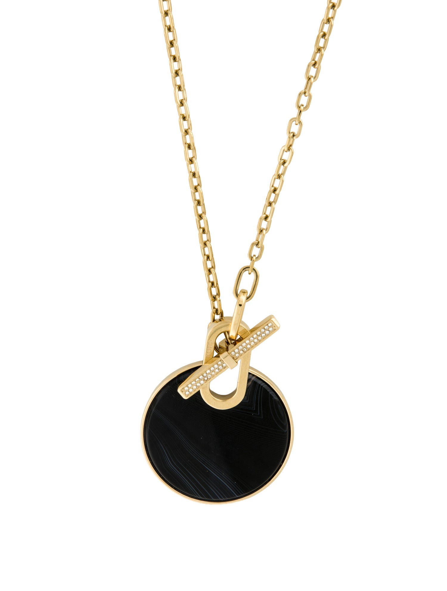 Michael Kors Pavé and Black Agate Pendant Necklace