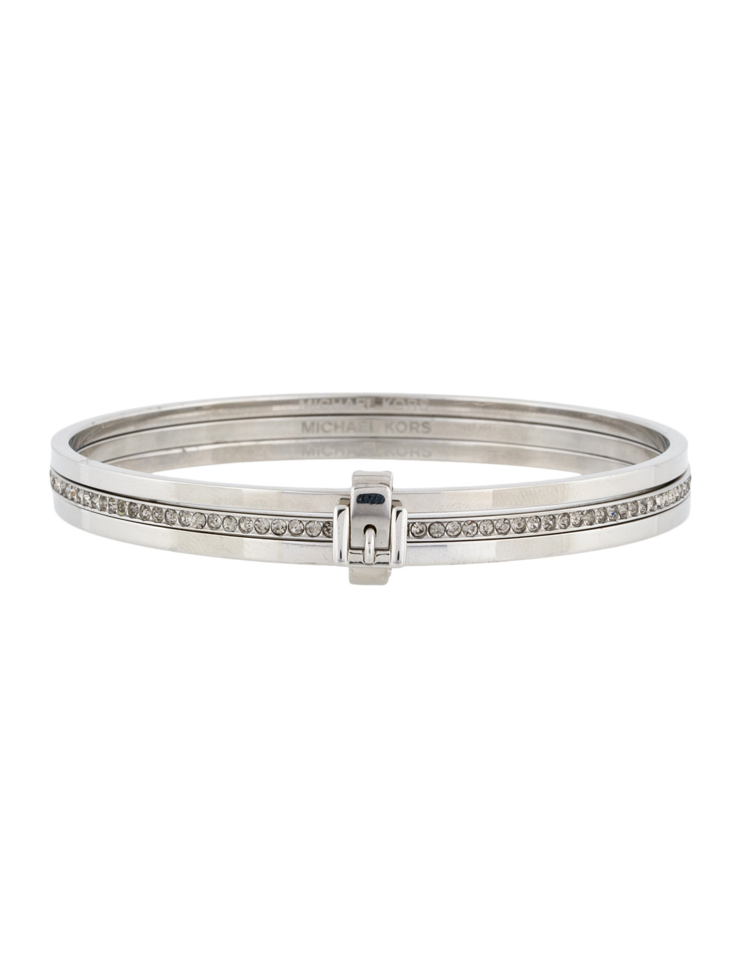 Michael Kors Crystal Buckle Bangle Bracelet Set