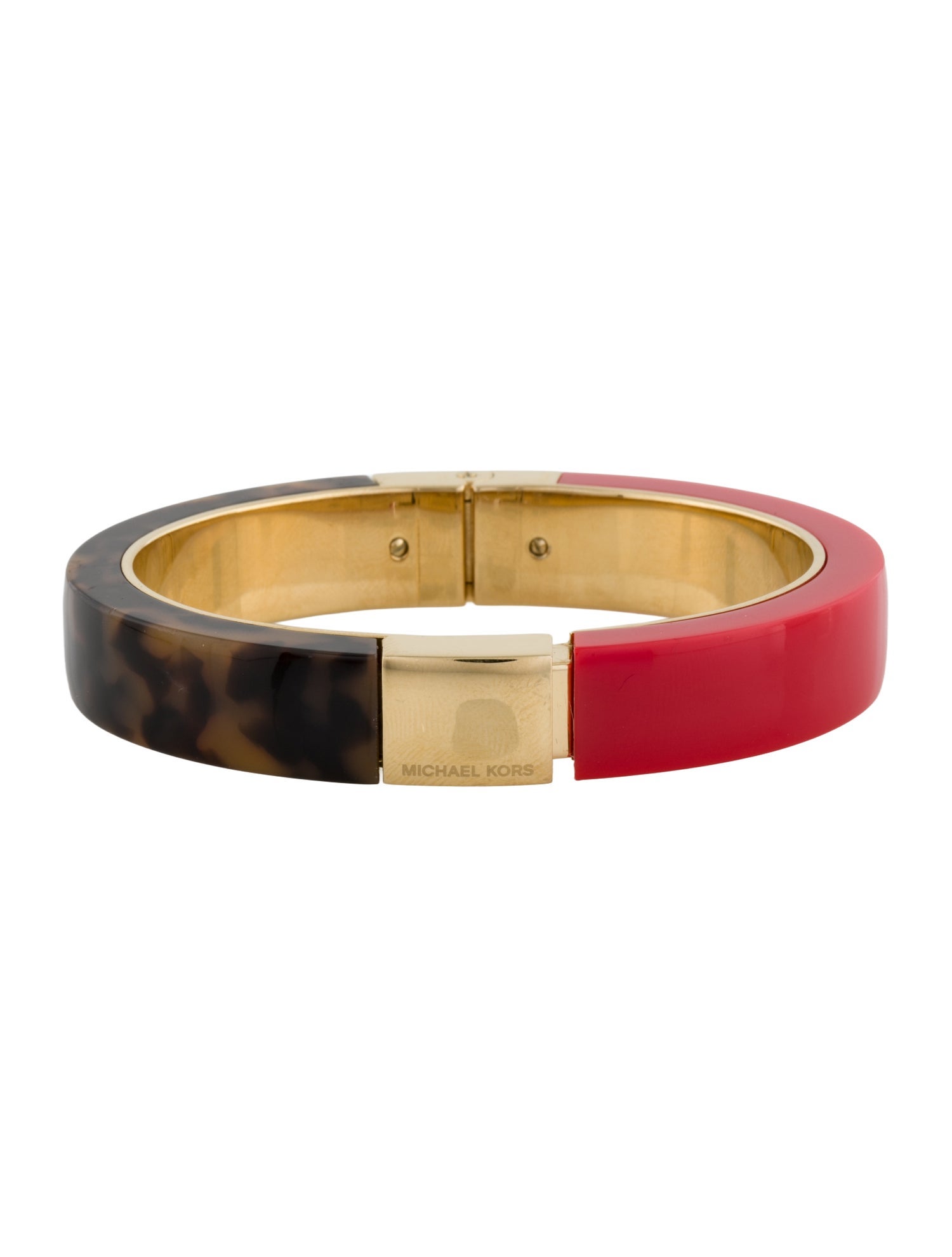 Michael Kors Resin Two-Tone Tortoise Hinged Bangle Bracelet