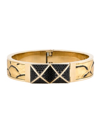 Michael Kors Leather & Crystal Pyramid Hinged Bangle Bracelet