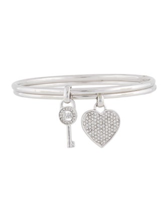 Michael Kors Crystal Heart & Key Bangle Bracelets