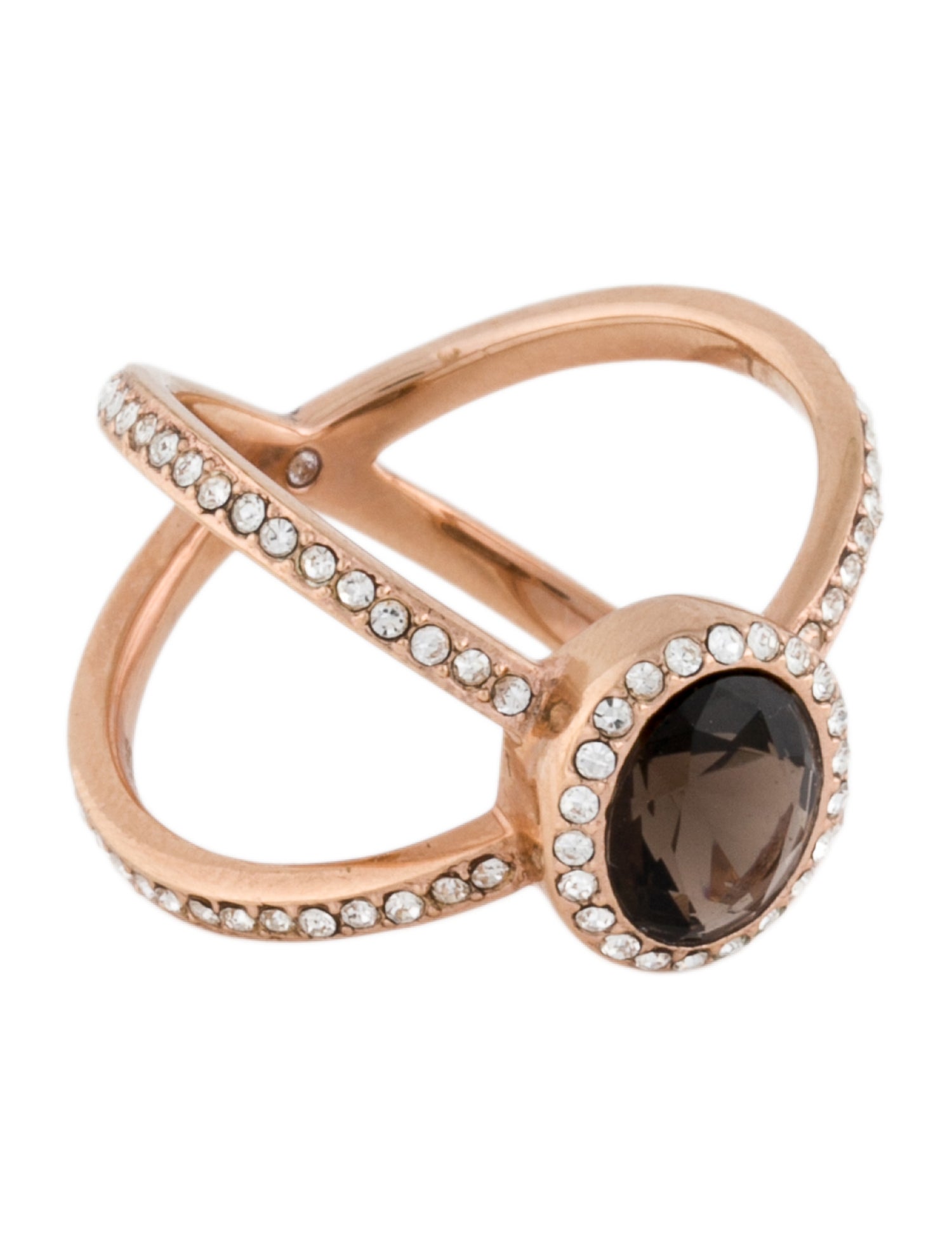 Michael Kors Crystal Criss-Cross Cocktail Ring