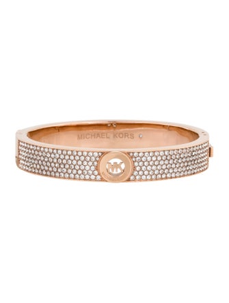 Michael Kors Crystal Pave Logo Heritage Fulton Hinged Bangle Bracelet
