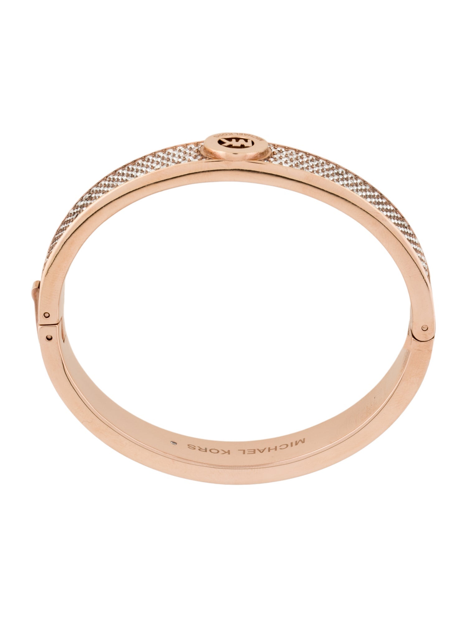 Michael Kors Crystal Pave Logo Heritage Fulton Hinged Bangle Bracelet