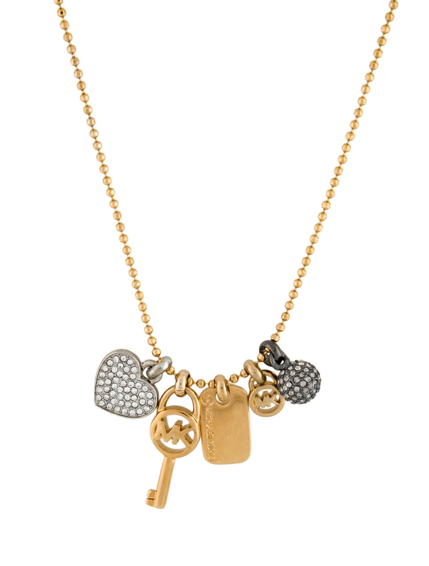 Michael Kors Crystal Logo Charm Pendant Necklace