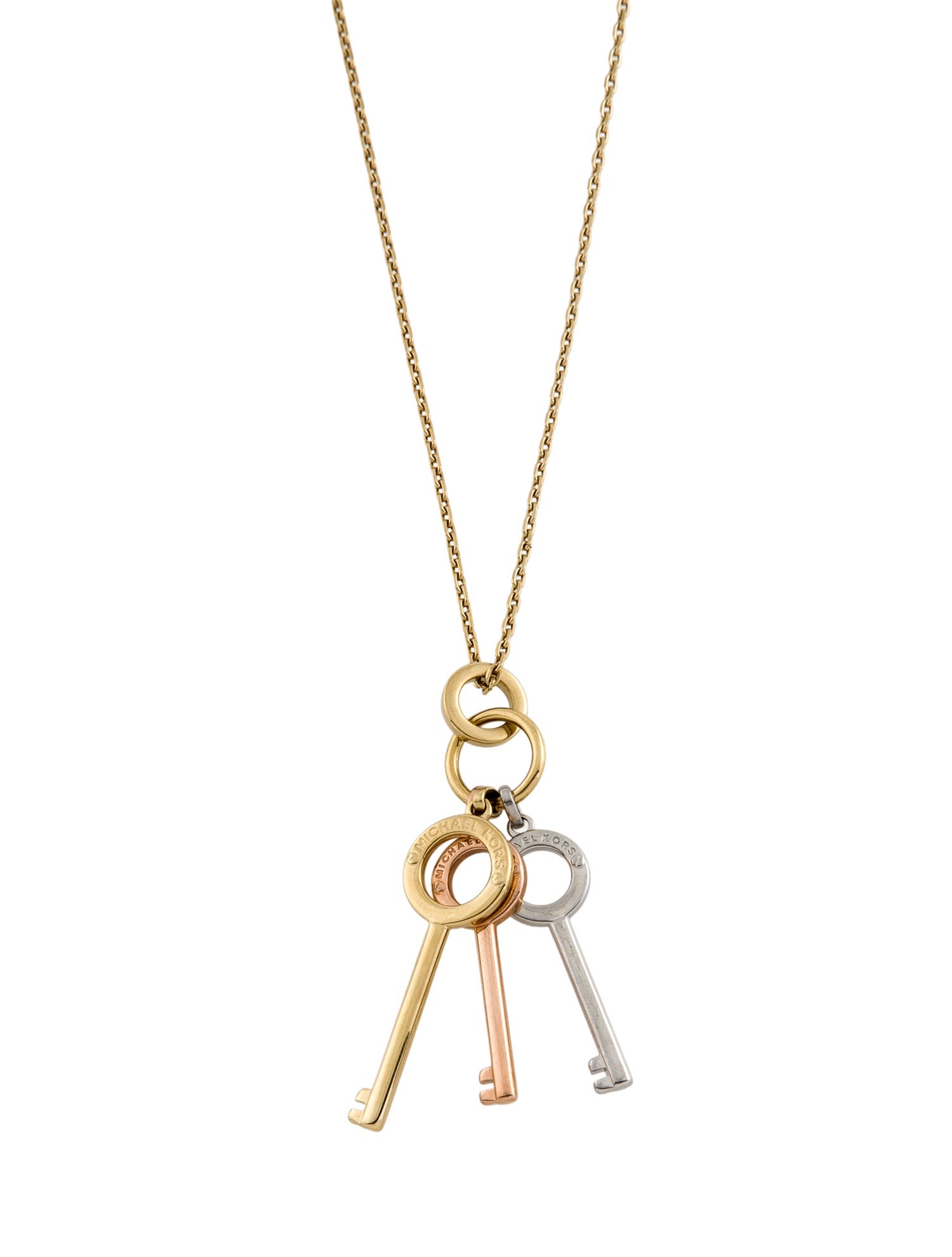 Michael Kors Three Key Crystal Pendant Necklace