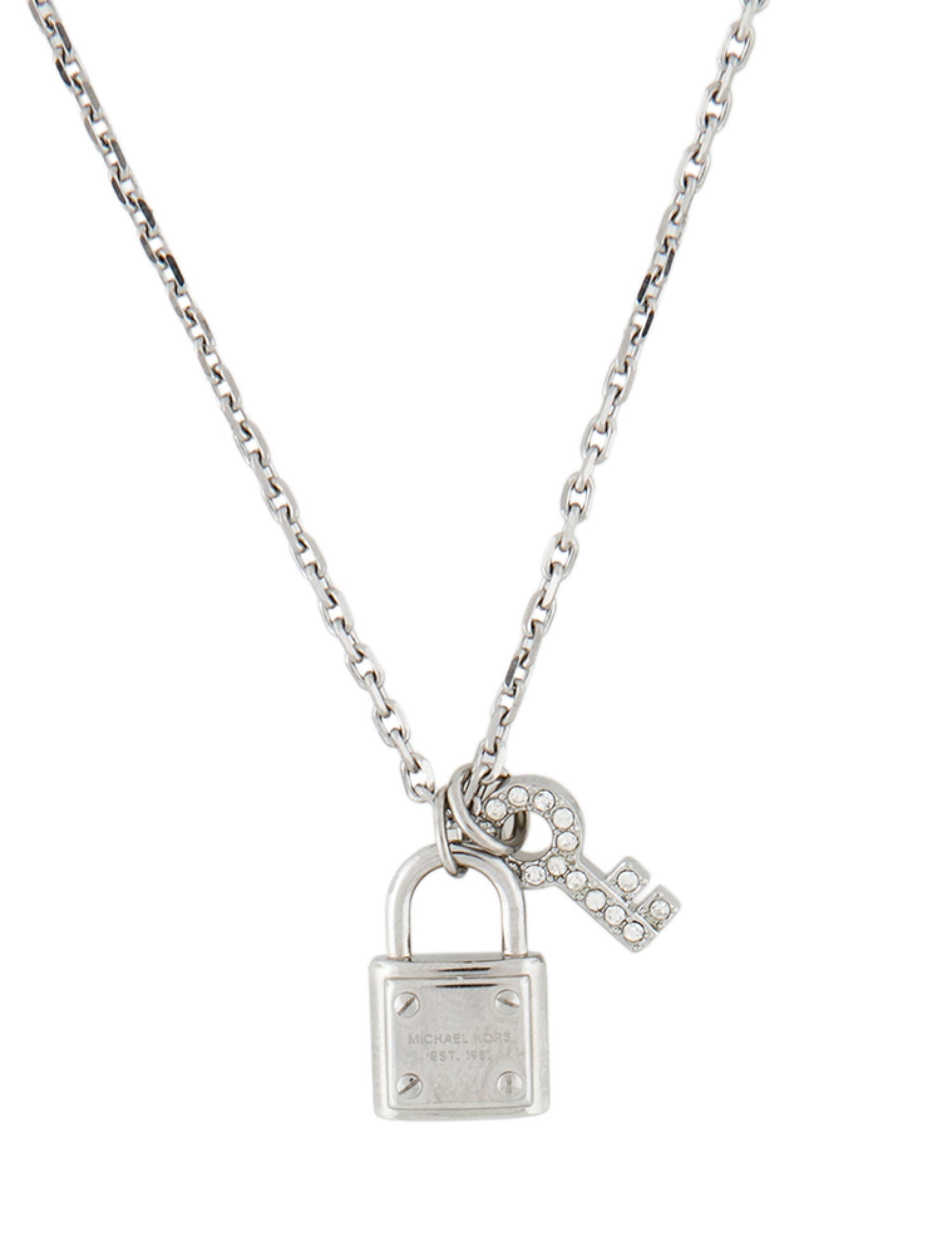 Michael Kors Crystal Lock & Key Pendant Necklace