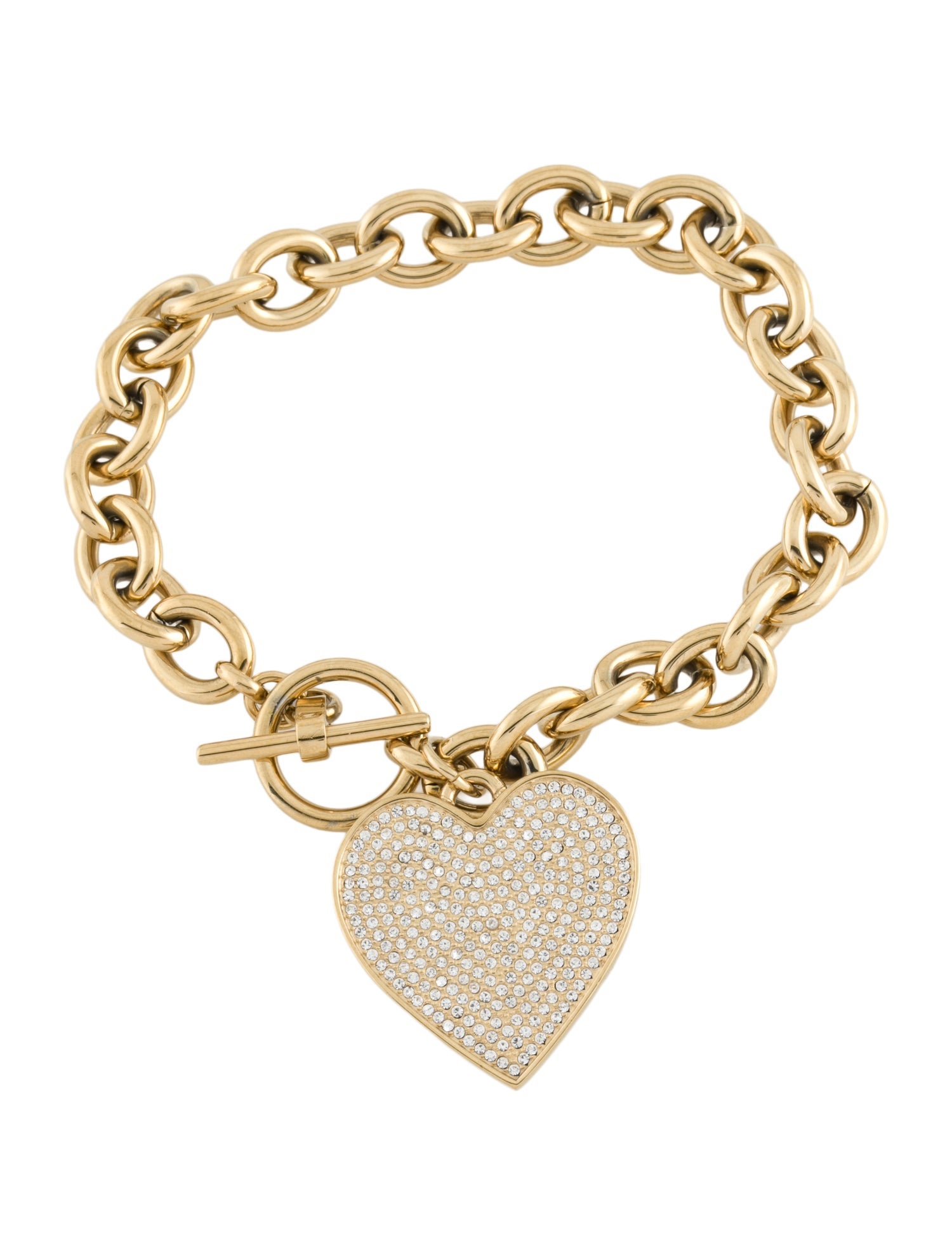 Michael Kors Crystal Heart Link Toggle Bracelet
