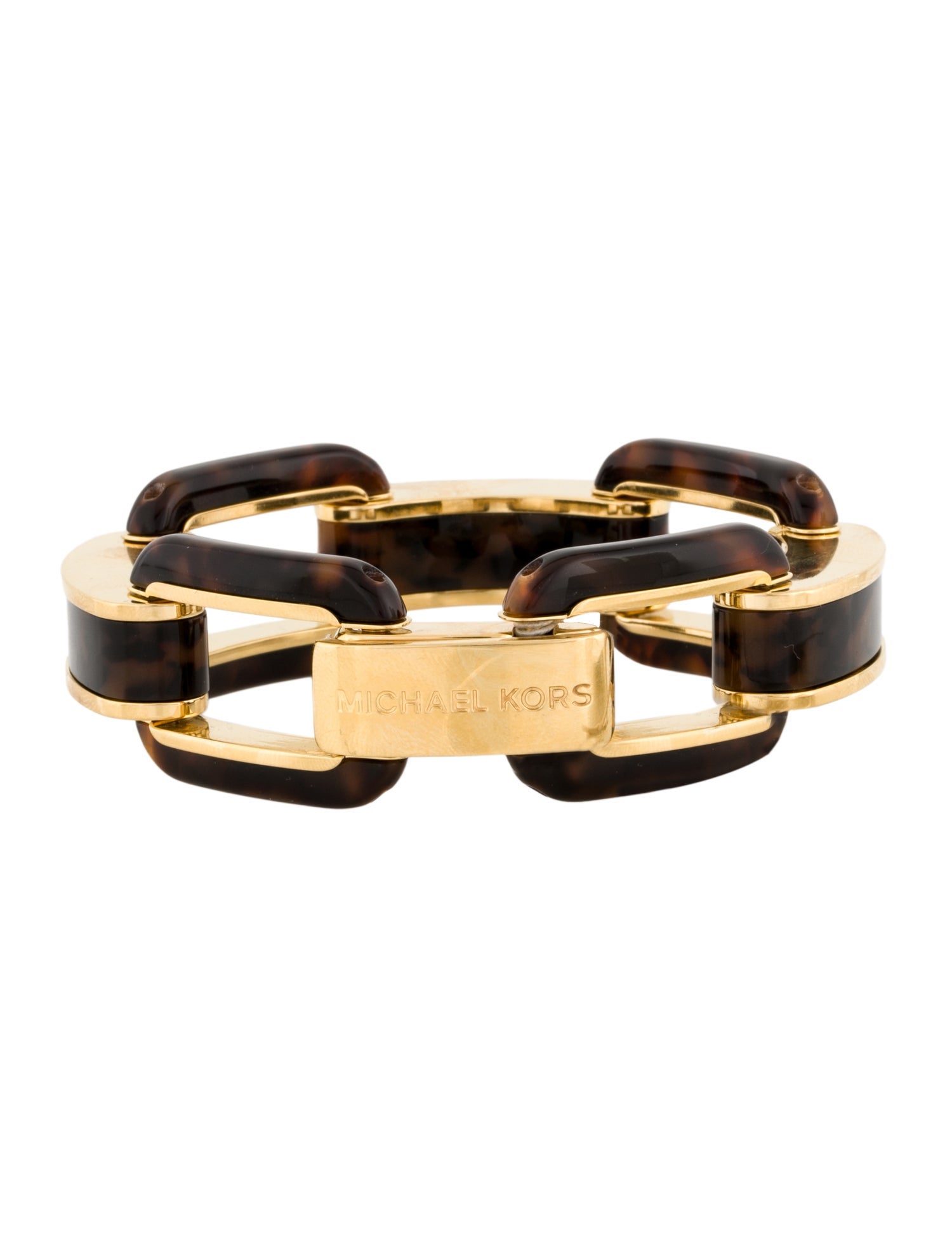 Michael Kors Resin Tortoise Logo Plaque Link Bracelet