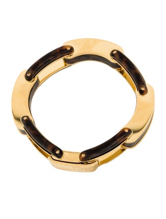 Michael Kors Resin Tortoise Logo Plaque Link Bracelet