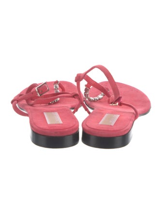 Michael Kors Suede Crystal Embellishments T-Strap Sandals