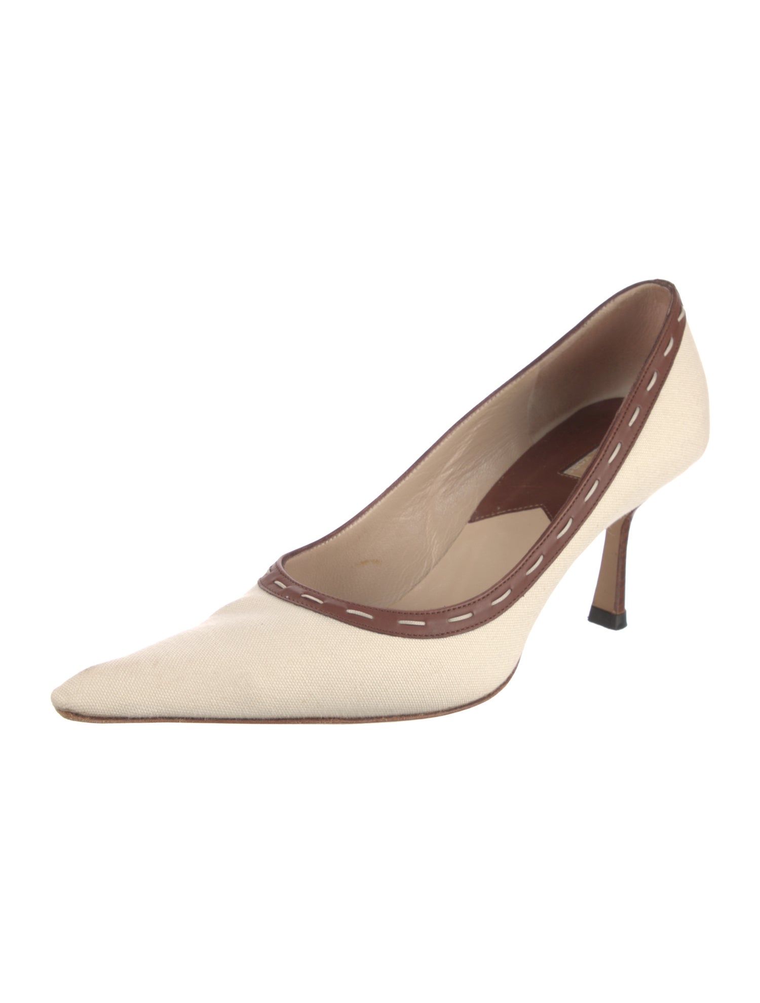 Michael Kors Canvas Leather Trim Embellishment Pumps