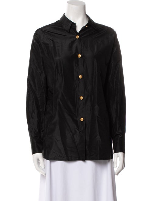 Michael Kors Wool Long Sleeve Button-Up Top