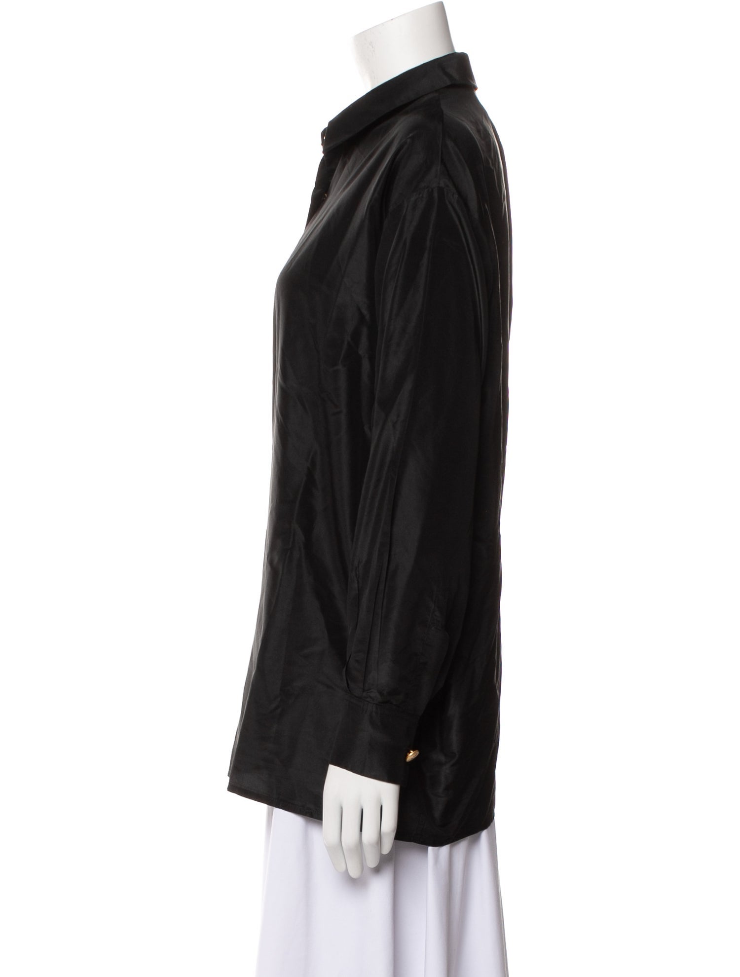 Michael Kors Wool Long Sleeve Button-Up Top