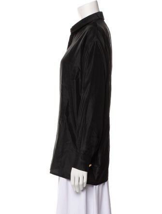 Michael Kors Wool Long Sleeve Button-Up Top