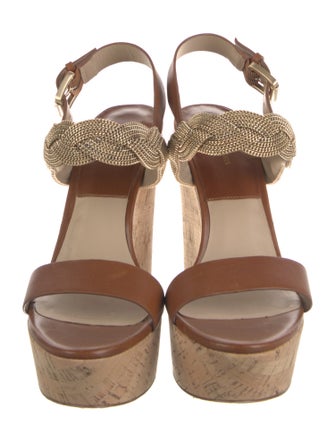 Michael Kors Leather Chain-Link Accents Slingback Sandals