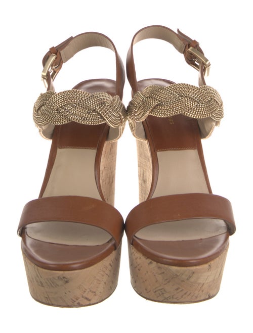 Michael Kors Leather Chain-Link Accents Slingback Sandals